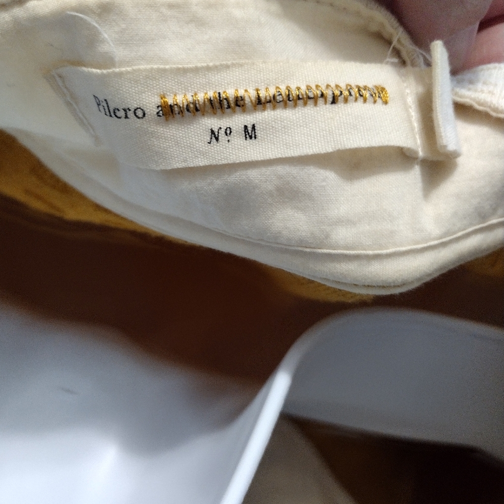 Anthropologie pilcro Ribboned Collar Top in mustard yellow - Picture 5 of 6